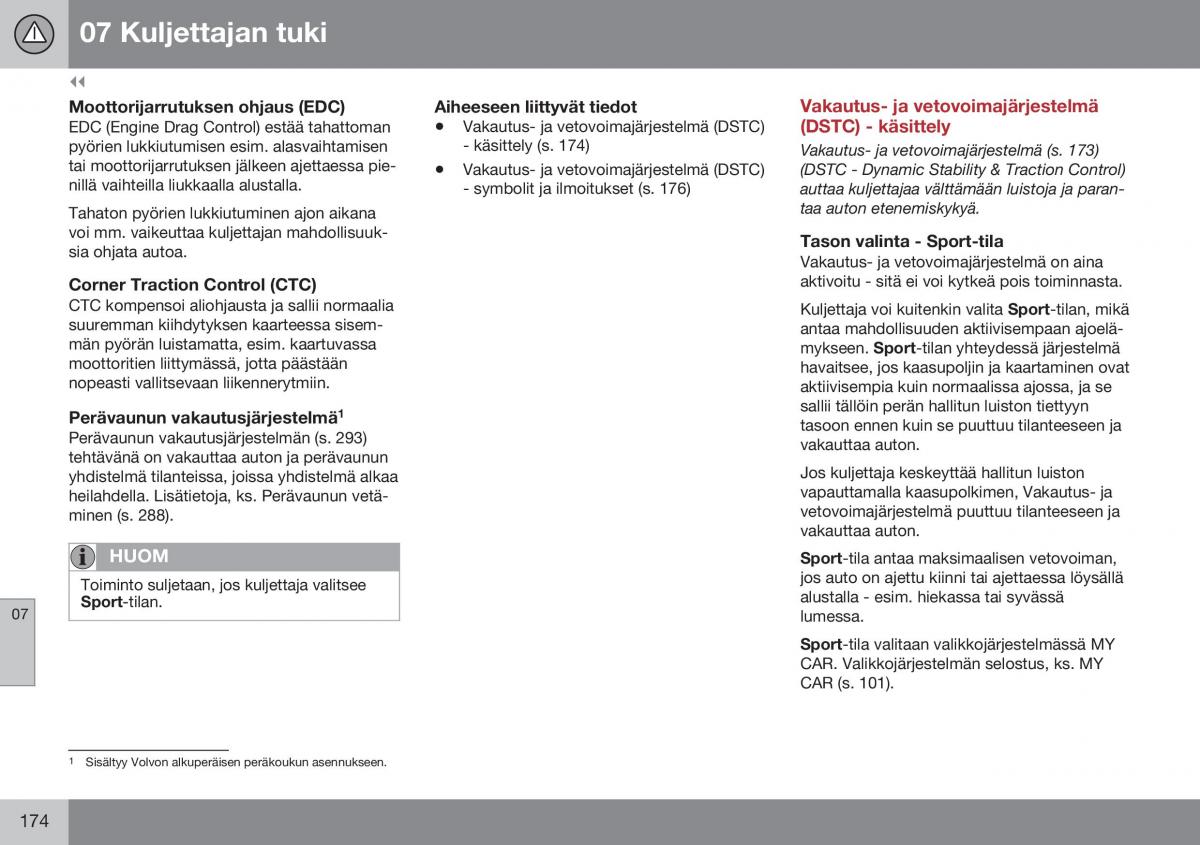 Volvo XC60 I 1 FL omistajan kasikirja / page 176