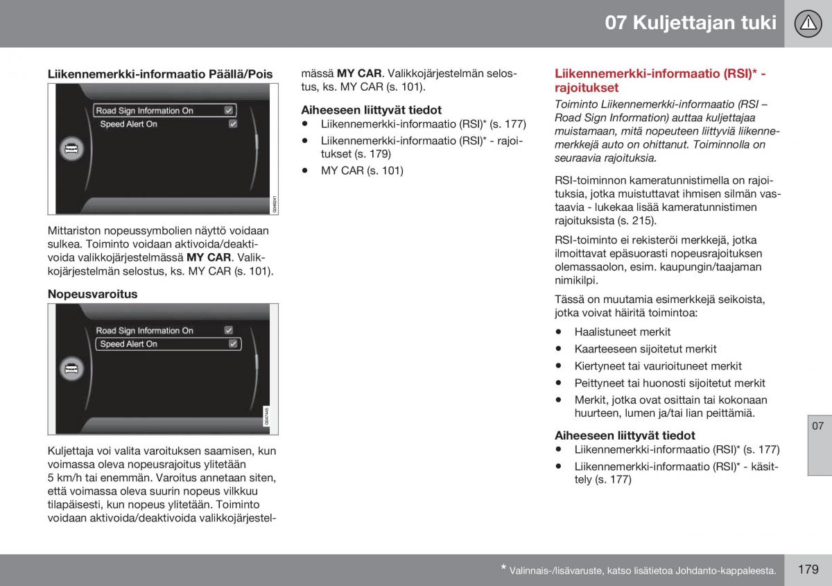 Volvo XC60 I 1 FL omistajan kasikirja / page 181