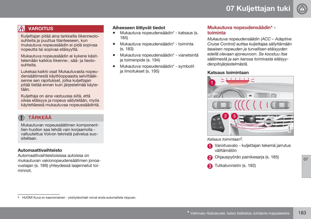 Volvo XC60 I 1 FL omistajan kasikirja / page 185