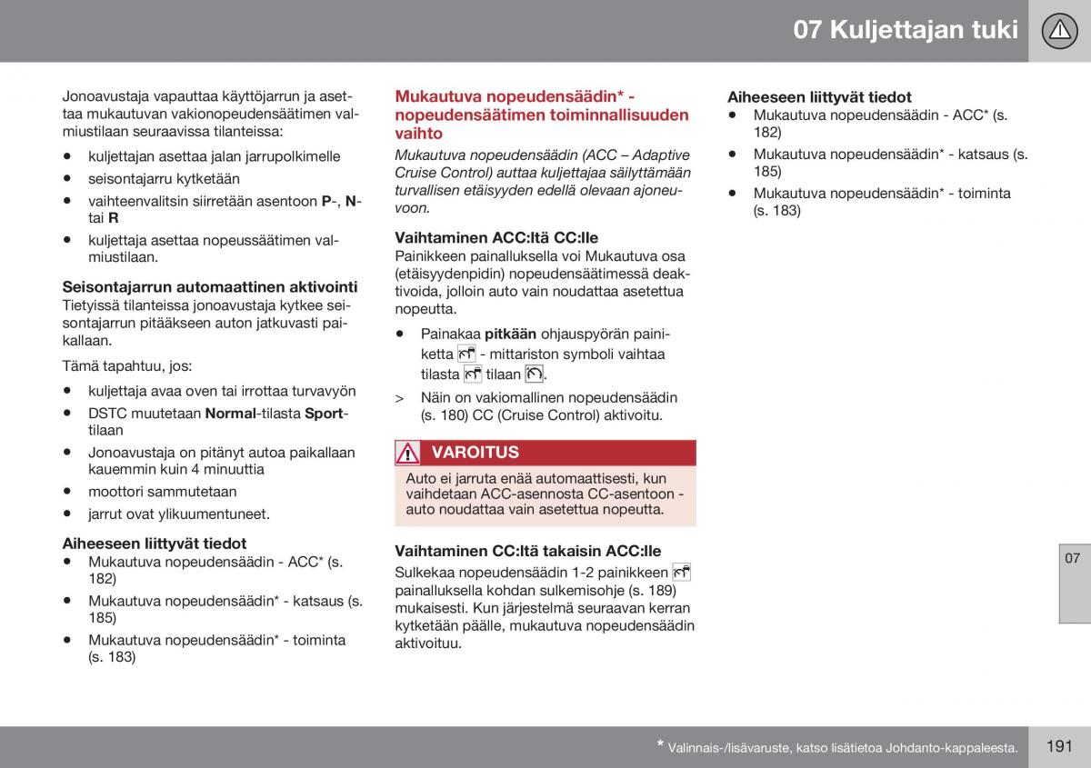 Volvo XC60 I 1 FL omistajan kasikirja / page 193