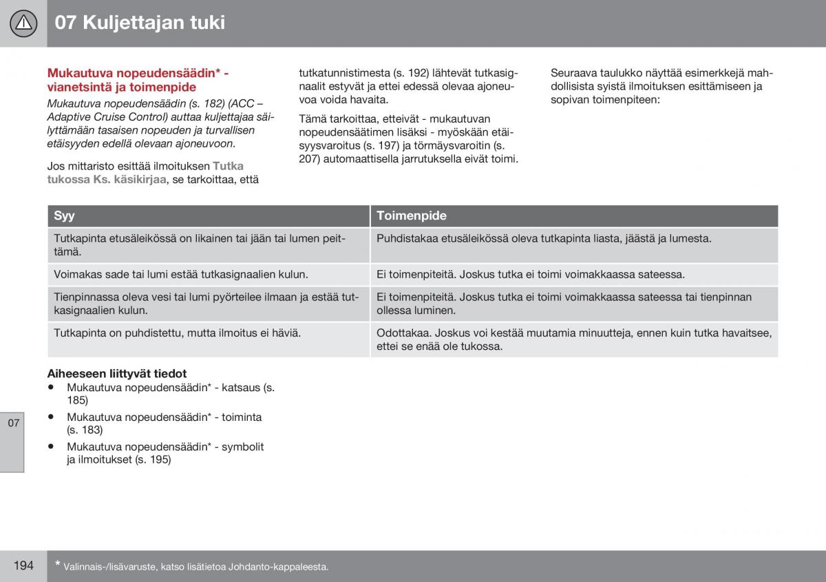 Volvo XC60 I 1 FL omistajan kasikirja / page 196