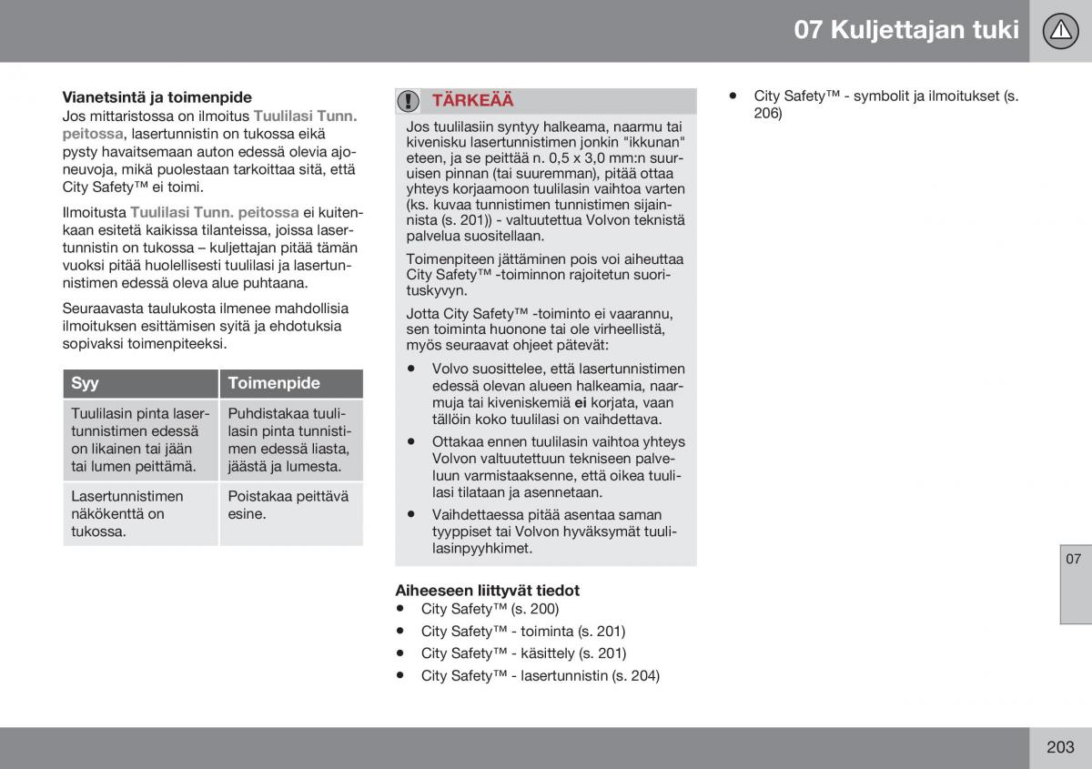 Volvo XC60 I 1 FL omistajan kasikirja / page 205