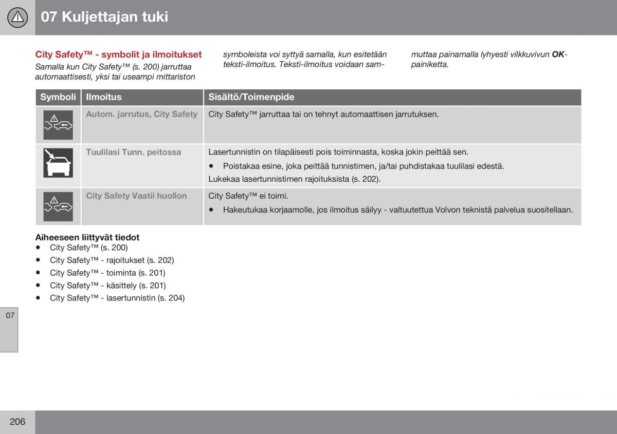 Volvo XC60 I 1 FL omistajan kasikirja / page 208