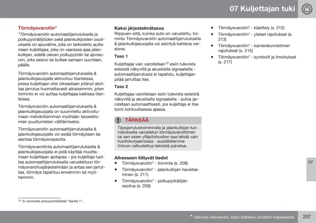 Volvo XC60 I 1 FL omistajan kasikirja / page 209