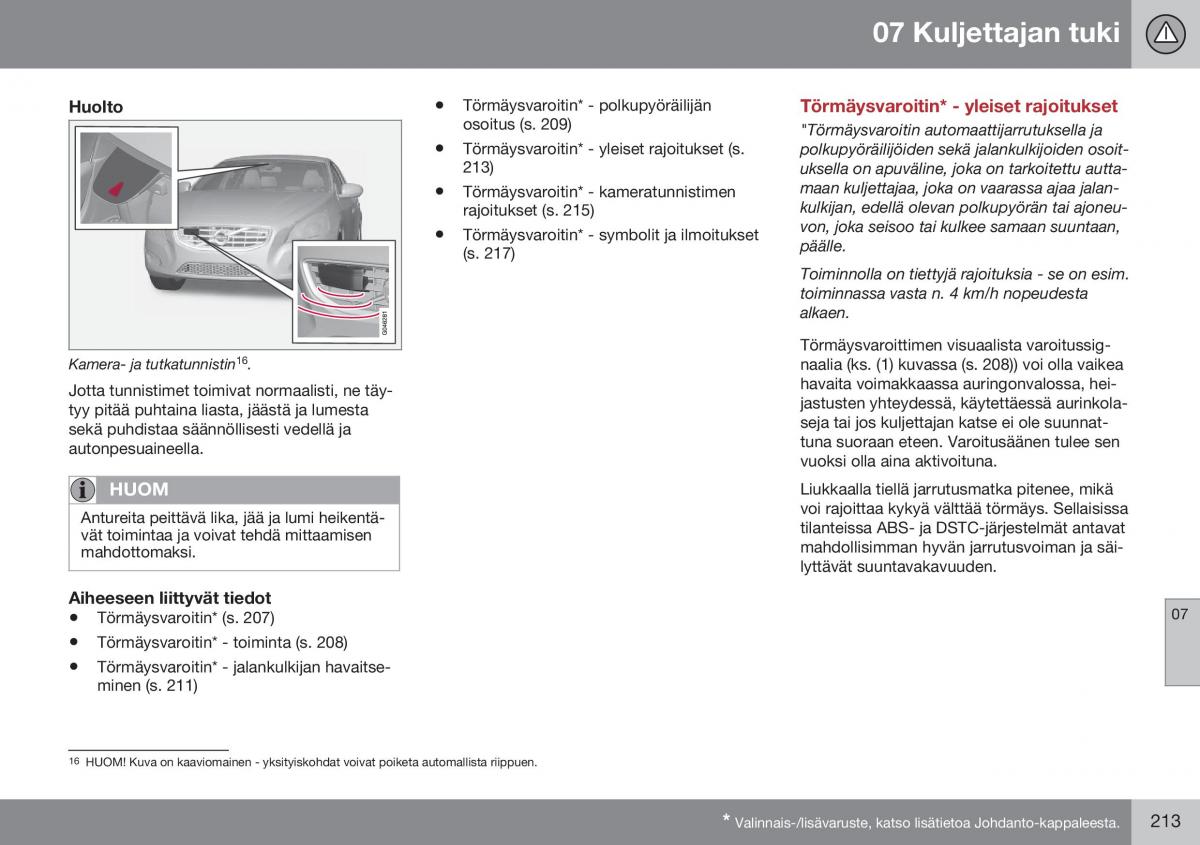 Volvo XC60 I 1 FL omistajan kasikirja / page 215