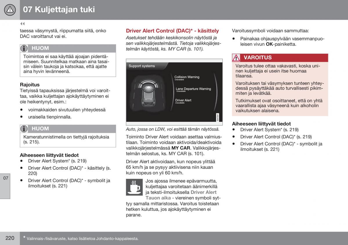 Volvo XC60 I 1 FL omistajan kasikirja / page 222