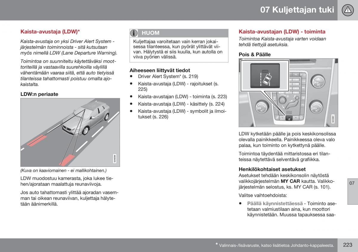 Volvo XC60 I 1 FL omistajan kasikirja / page 225