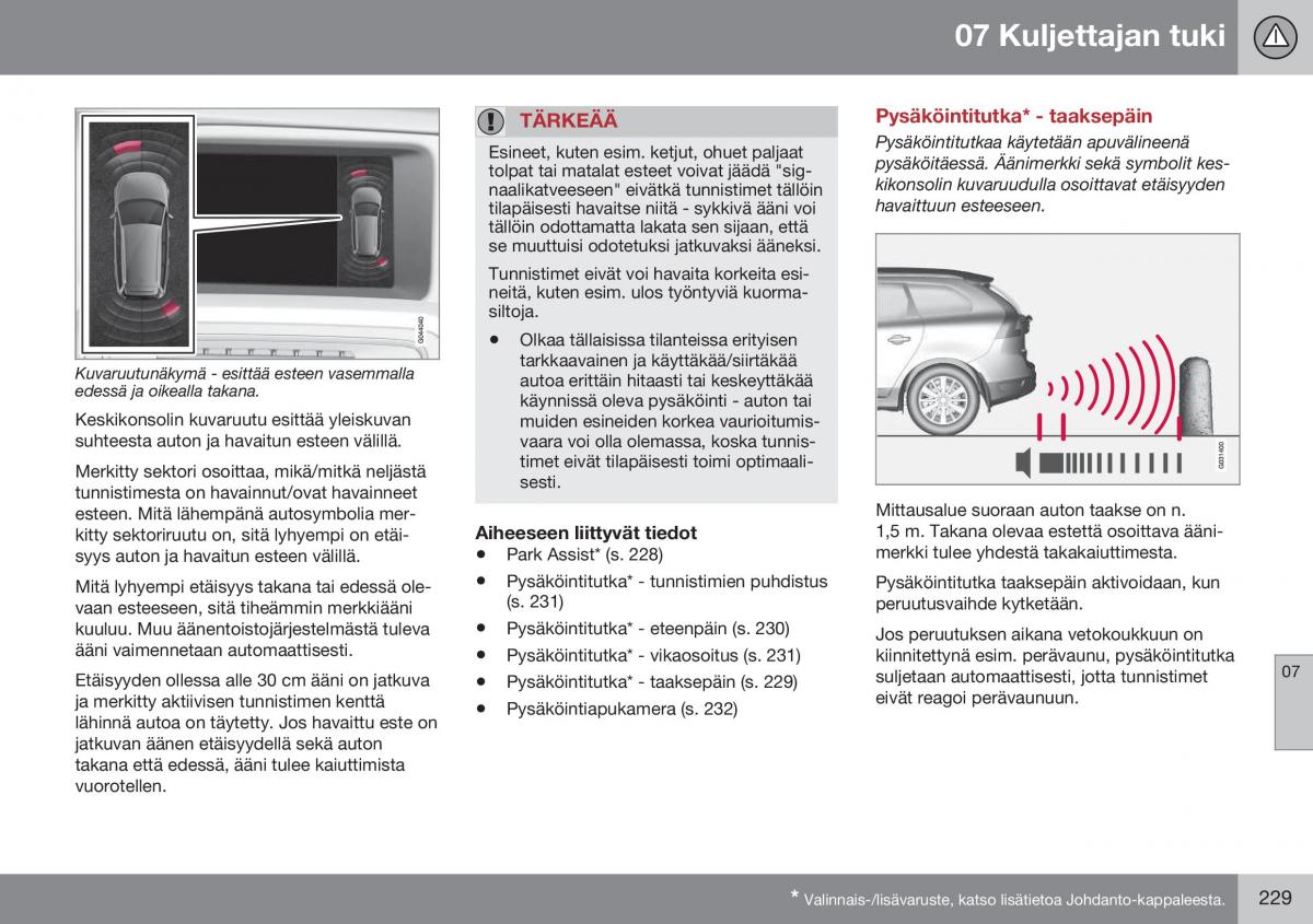 Volvo XC60 I 1 FL omistajan kasikirja / page 231