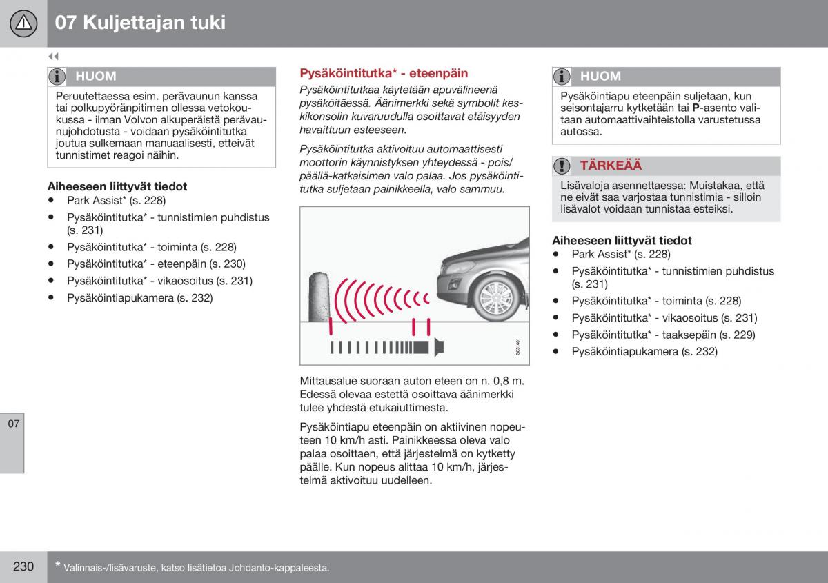 Volvo XC60 I 1 FL omistajan kasikirja / page 232