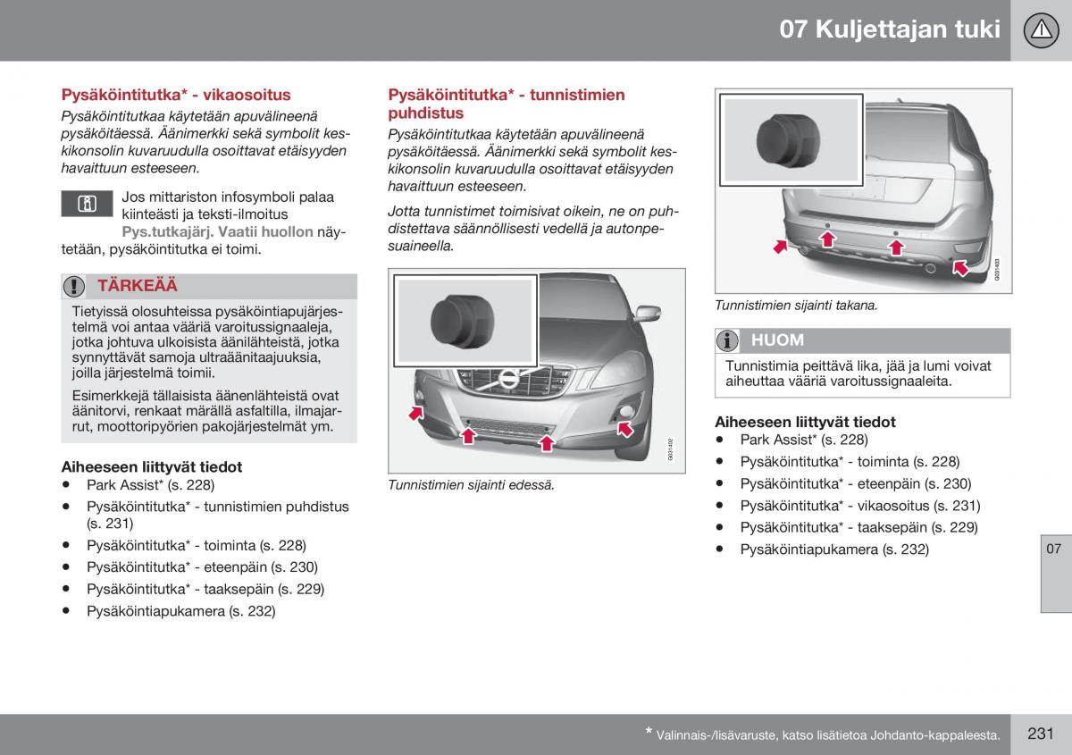 Volvo XC60 I 1 FL omistajan kasikirja / page 233