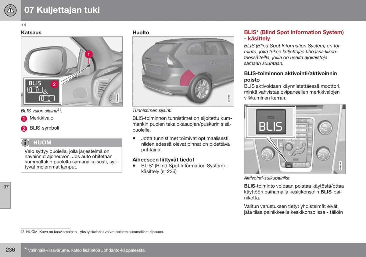 Volvo XC60 I 1 FL omistajan kasikirja / page 238