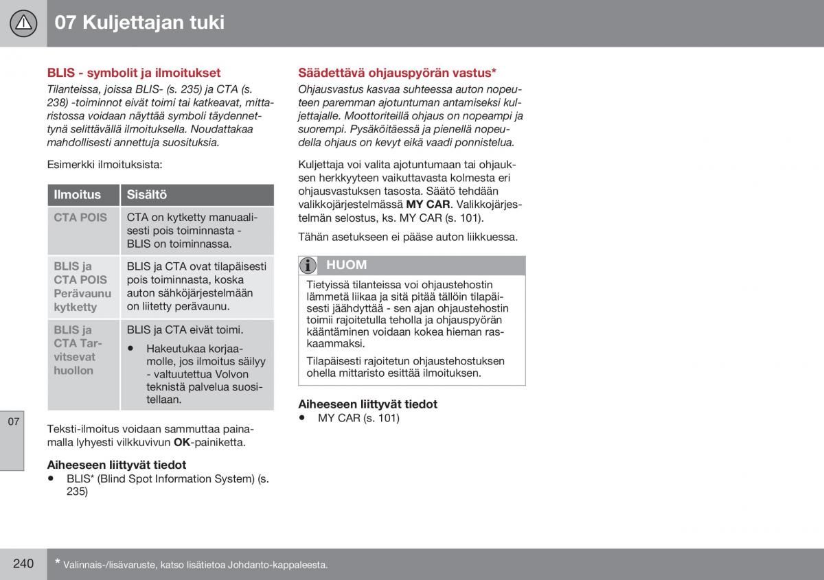 Volvo XC60 I 1 FL omistajan kasikirja / page 242