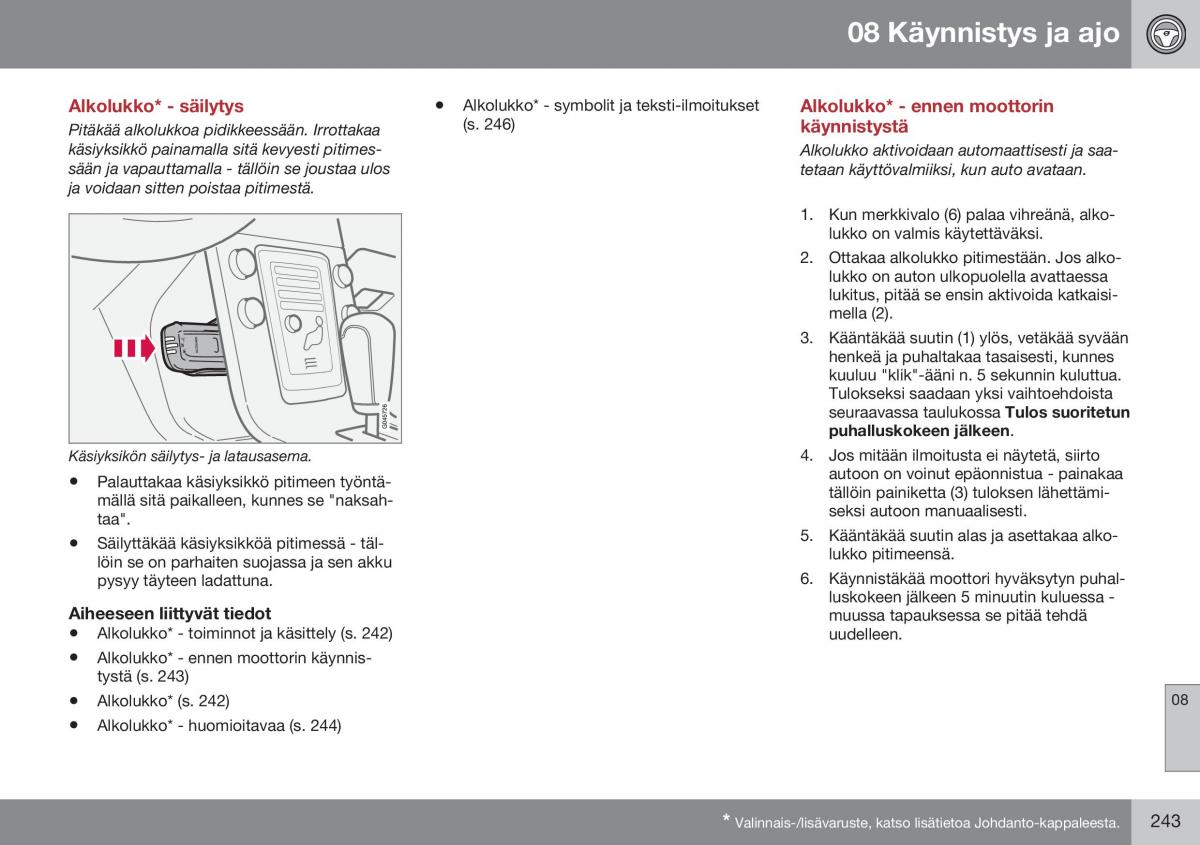 Volvo XC60 I 1 FL omistajan kasikirja / page 245