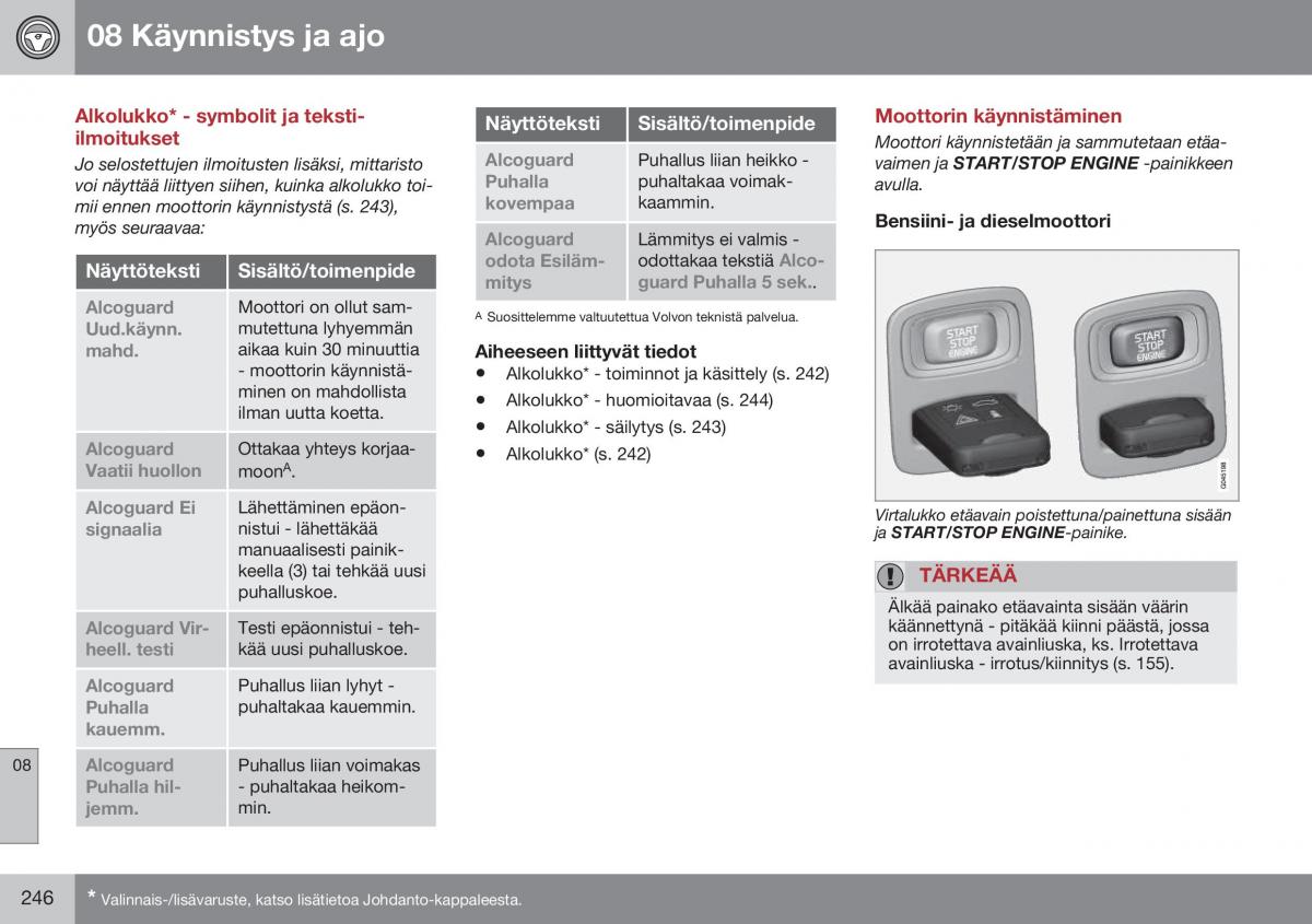 Volvo XC60 I 1 FL omistajan kasikirja / page 248