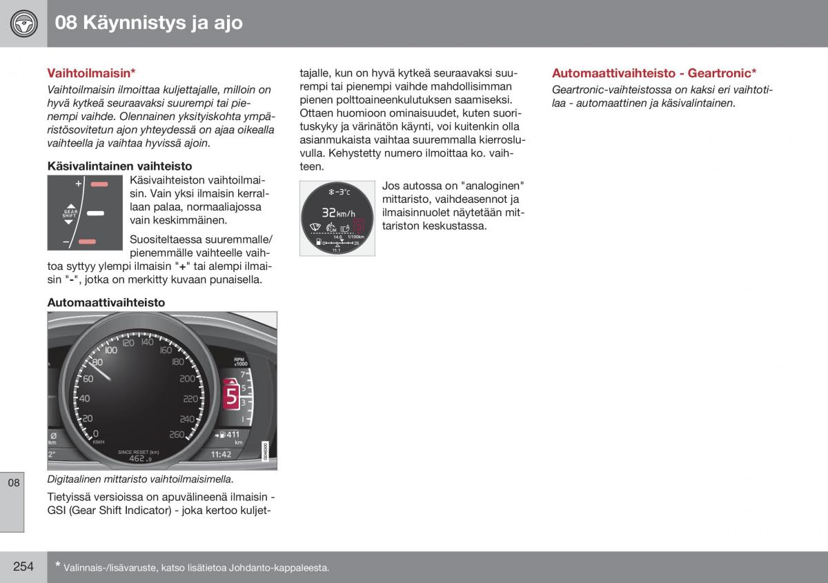 Volvo XC60 I 1 FL omistajan kasikirja / page 256