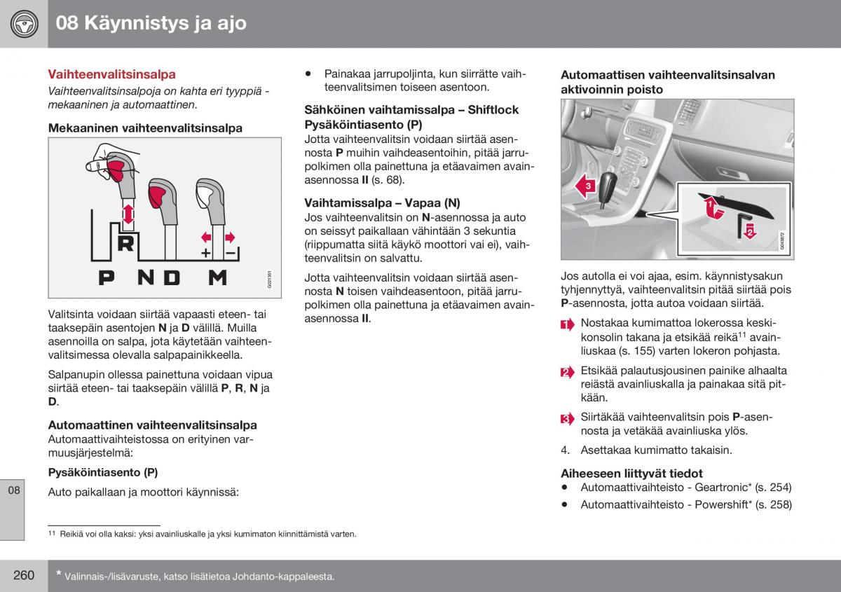 Volvo XC60 I 1 FL omistajan kasikirja / page 262