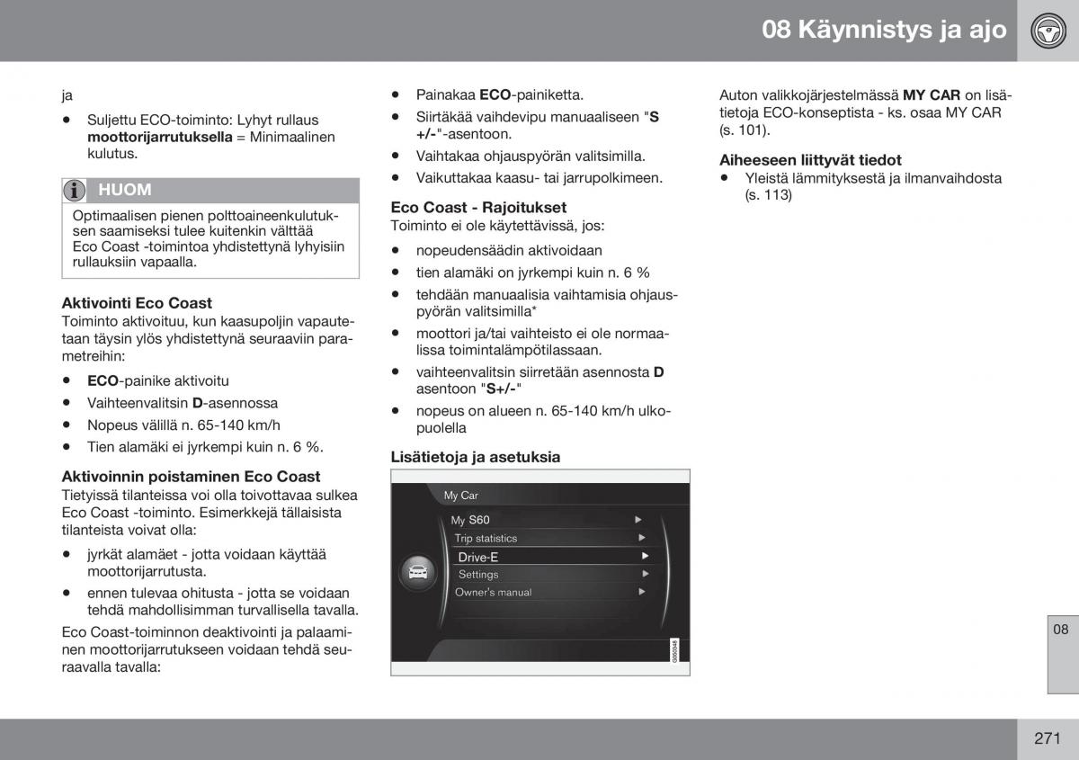 Volvo XC60 I 1 FL omistajan kasikirja / page 273