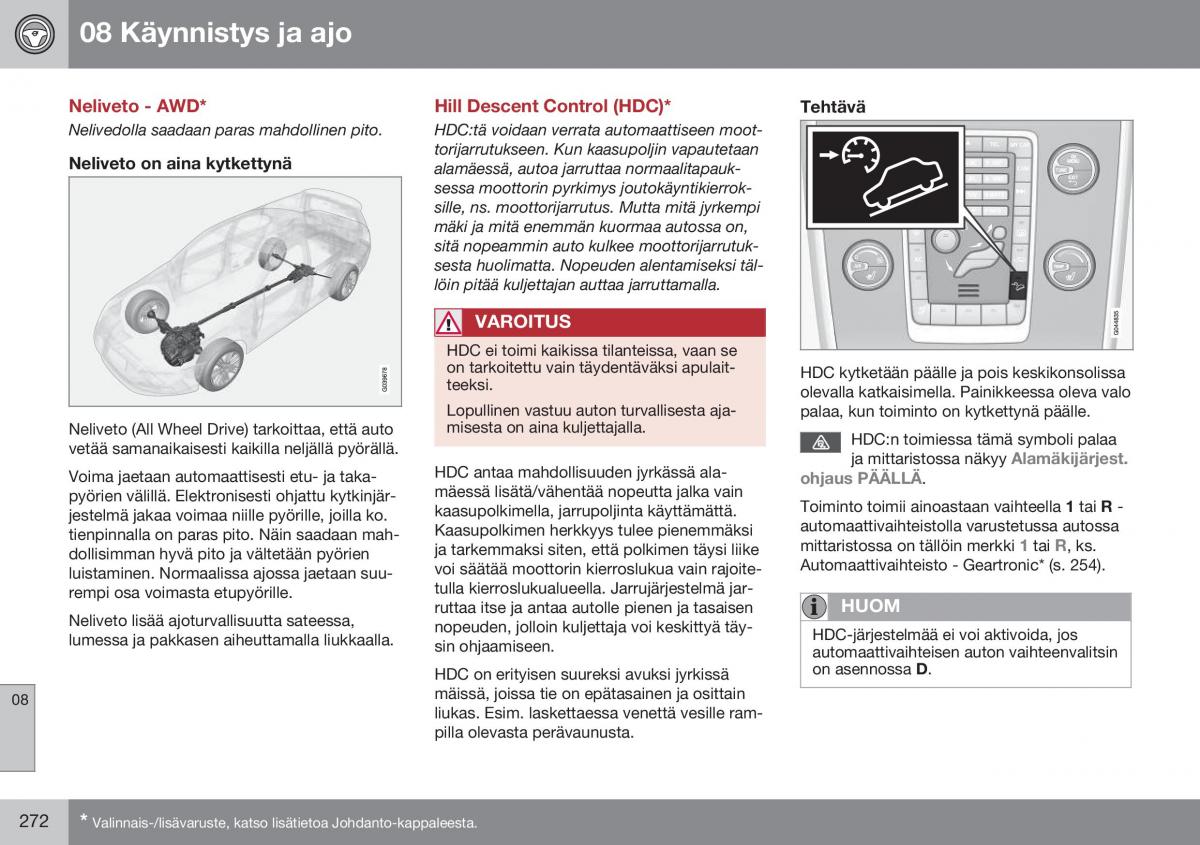 Volvo XC60 I 1 FL omistajan kasikirja / page 274