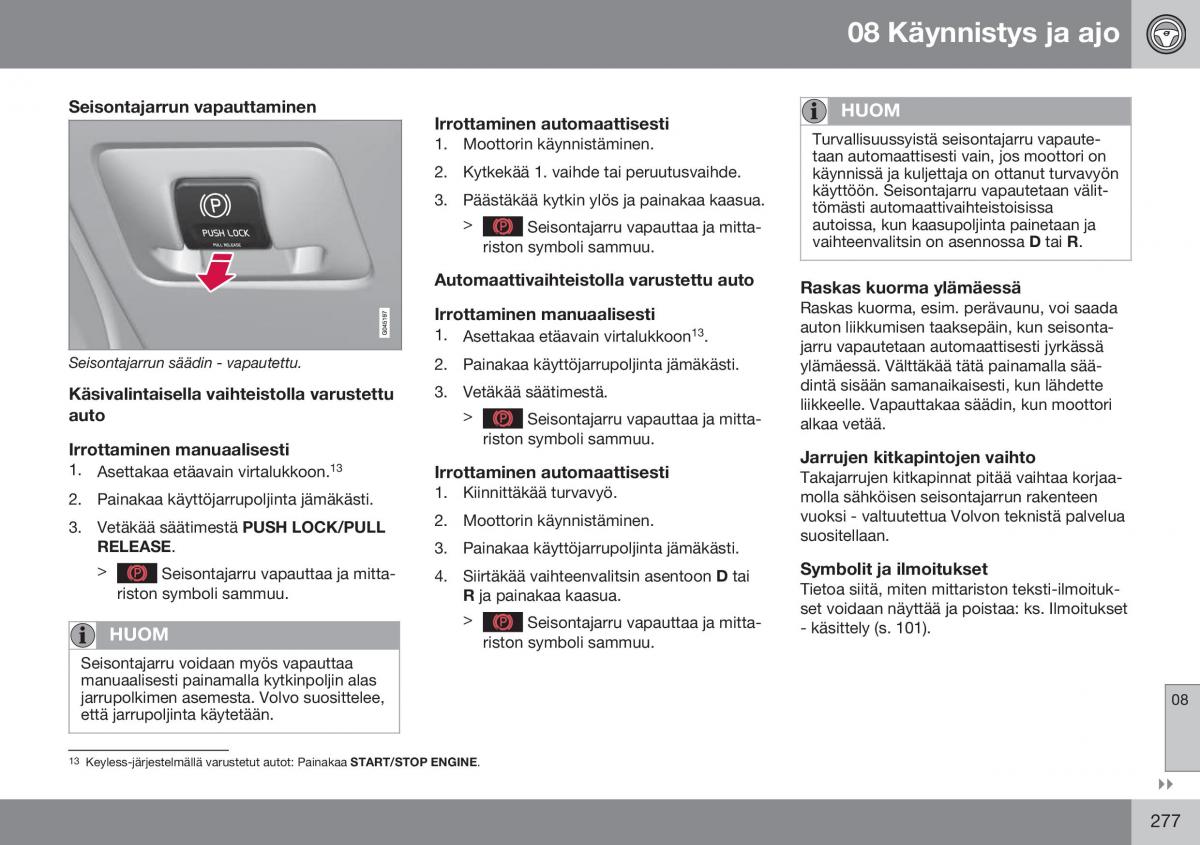 Volvo XC60 I 1 FL omistajan kasikirja / page 279