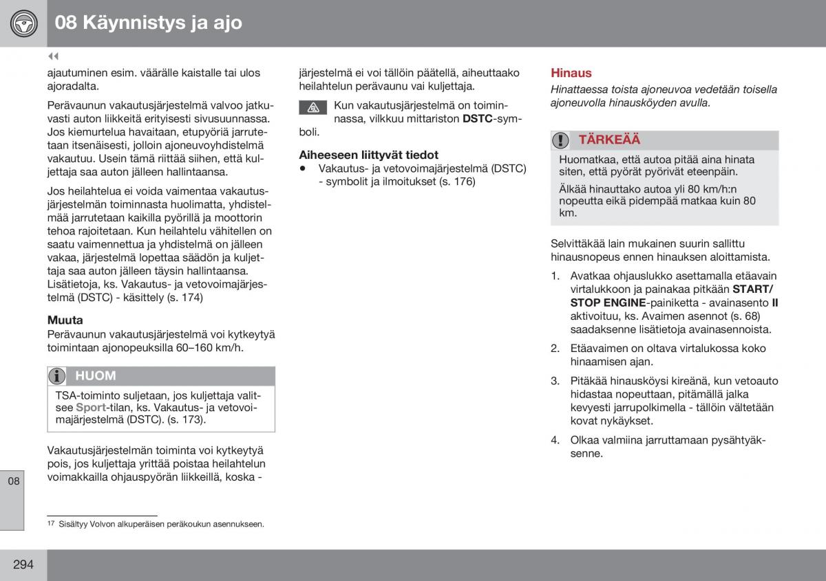 Volvo XC60 I 1 FL omistajan kasikirja / page 296