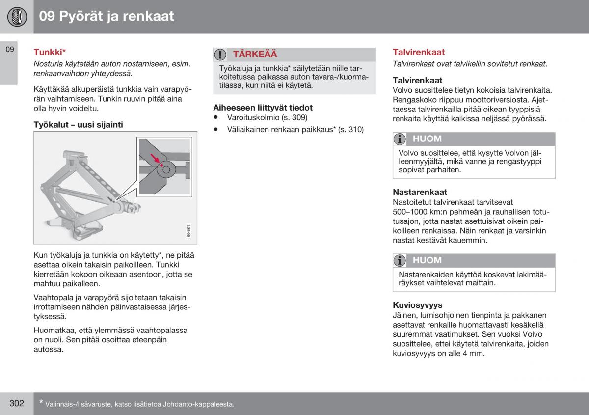 Volvo XC60 I 1 FL omistajan kasikirja / page 304