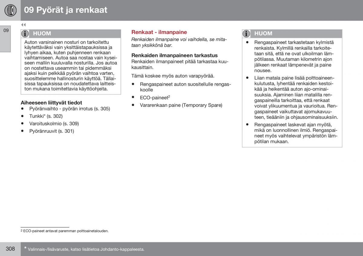 Volvo XC60 I 1 FL omistajan kasikirja / page 310