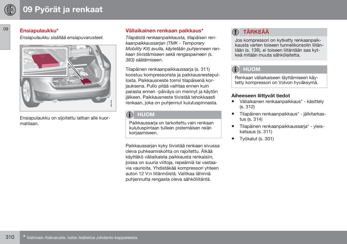 Volvo XC60 I 1 FL omistajan kasikirja / page 312