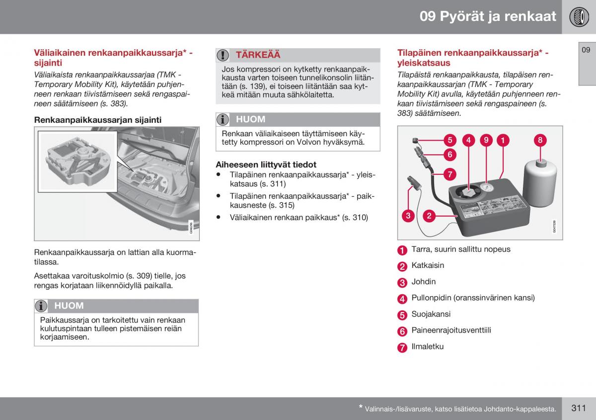 Volvo XC60 I 1 FL omistajan kasikirja / page 313