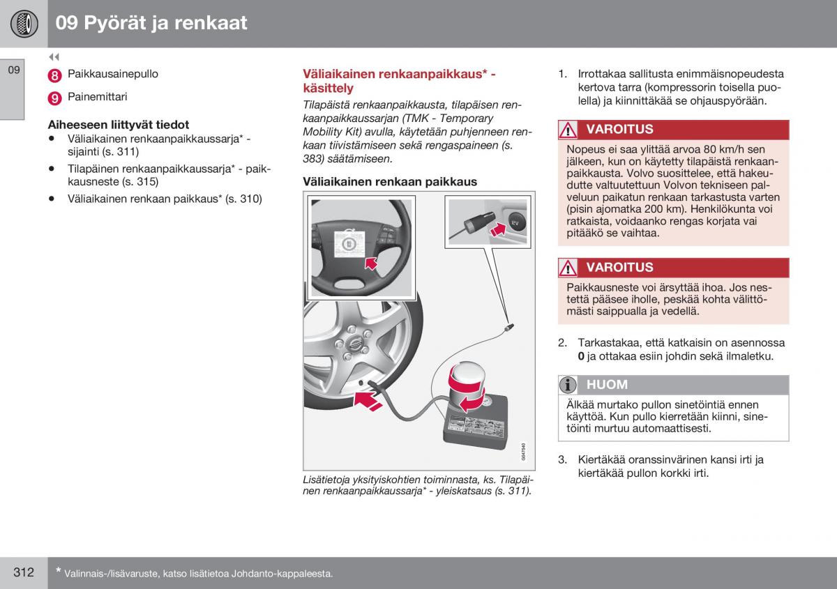 Volvo XC60 I 1 FL omistajan kasikirja / page 314