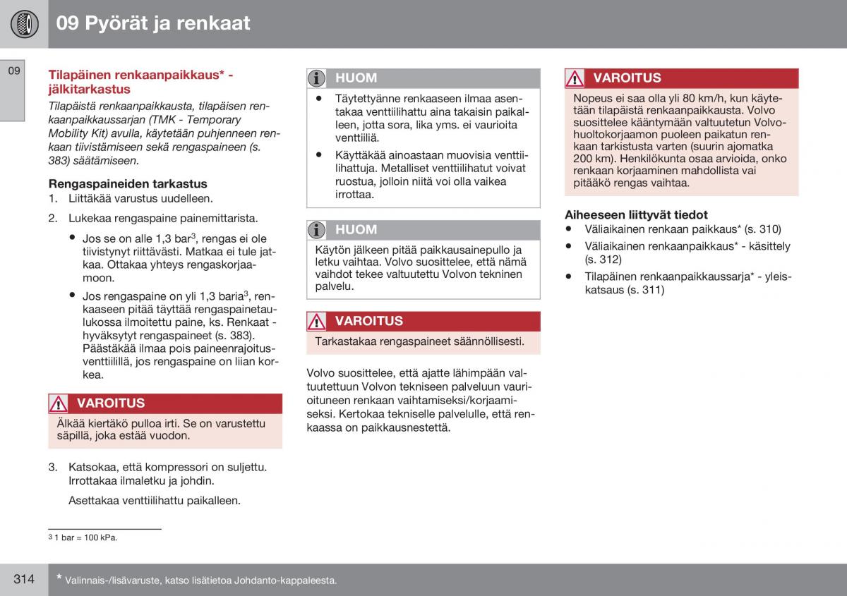 Volvo XC60 I 1 FL omistajan kasikirja / page 316