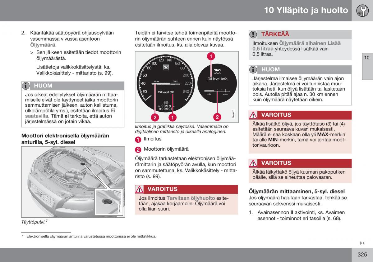 Volvo XC60 I 1 FL omistajan kasikirja / page 327