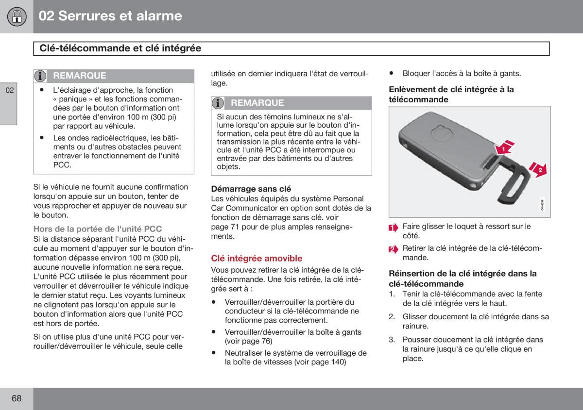 Volvo XC60 I 1 FL manuel du proprietaire / page 70