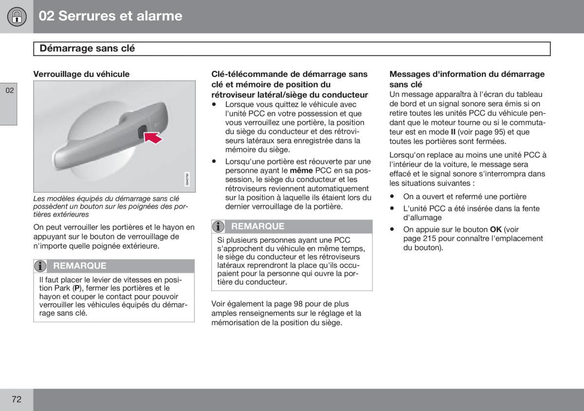 Volvo XC60 I 1 FL manuel du proprietaire / page 74