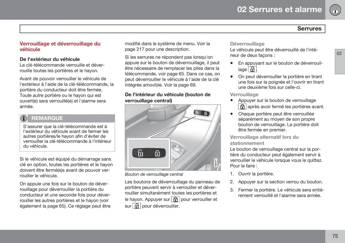 Volvo XC60 I 1 FL manuel du proprietaire / page 77