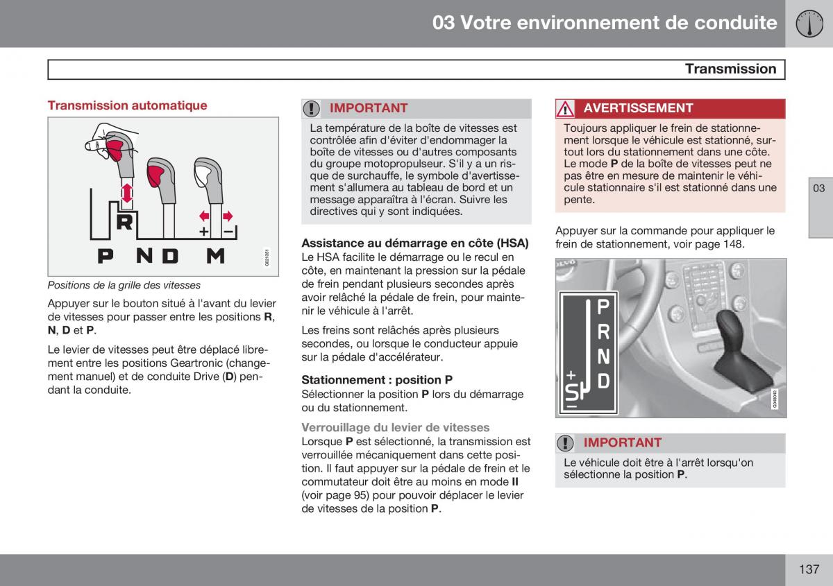 Volvo XC60 I 1 FL manuel du proprietaire / page 139