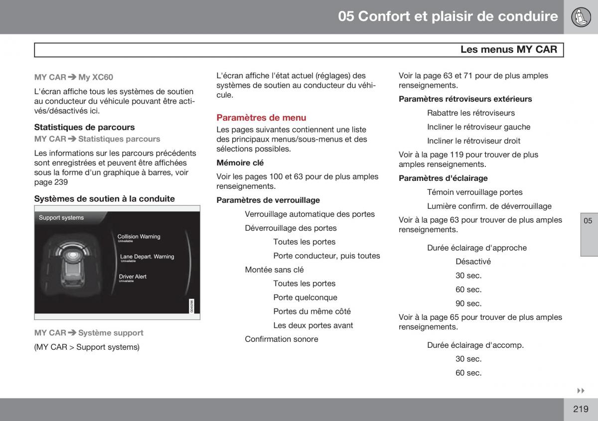 Volvo XC60 I 1 FL manuel du proprietaire / page 221