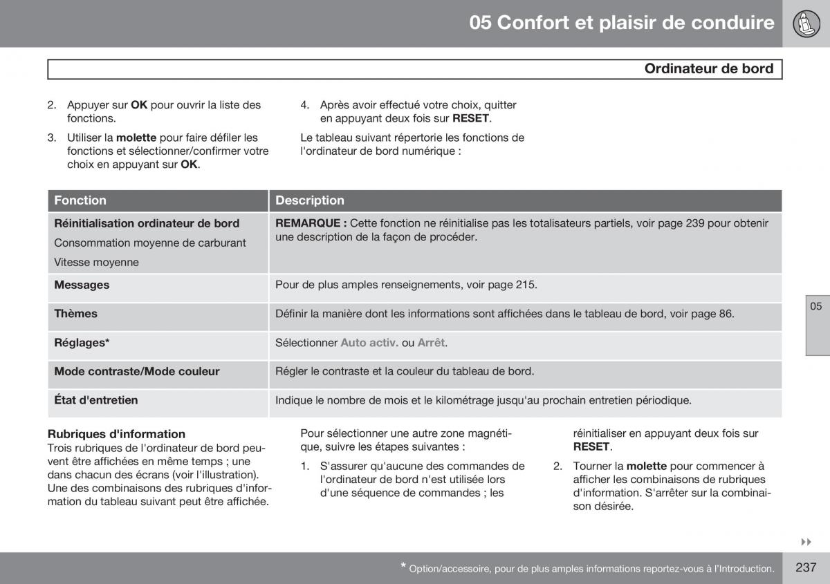 Volvo XC60 I 1 FL manuel du proprietaire / page 239