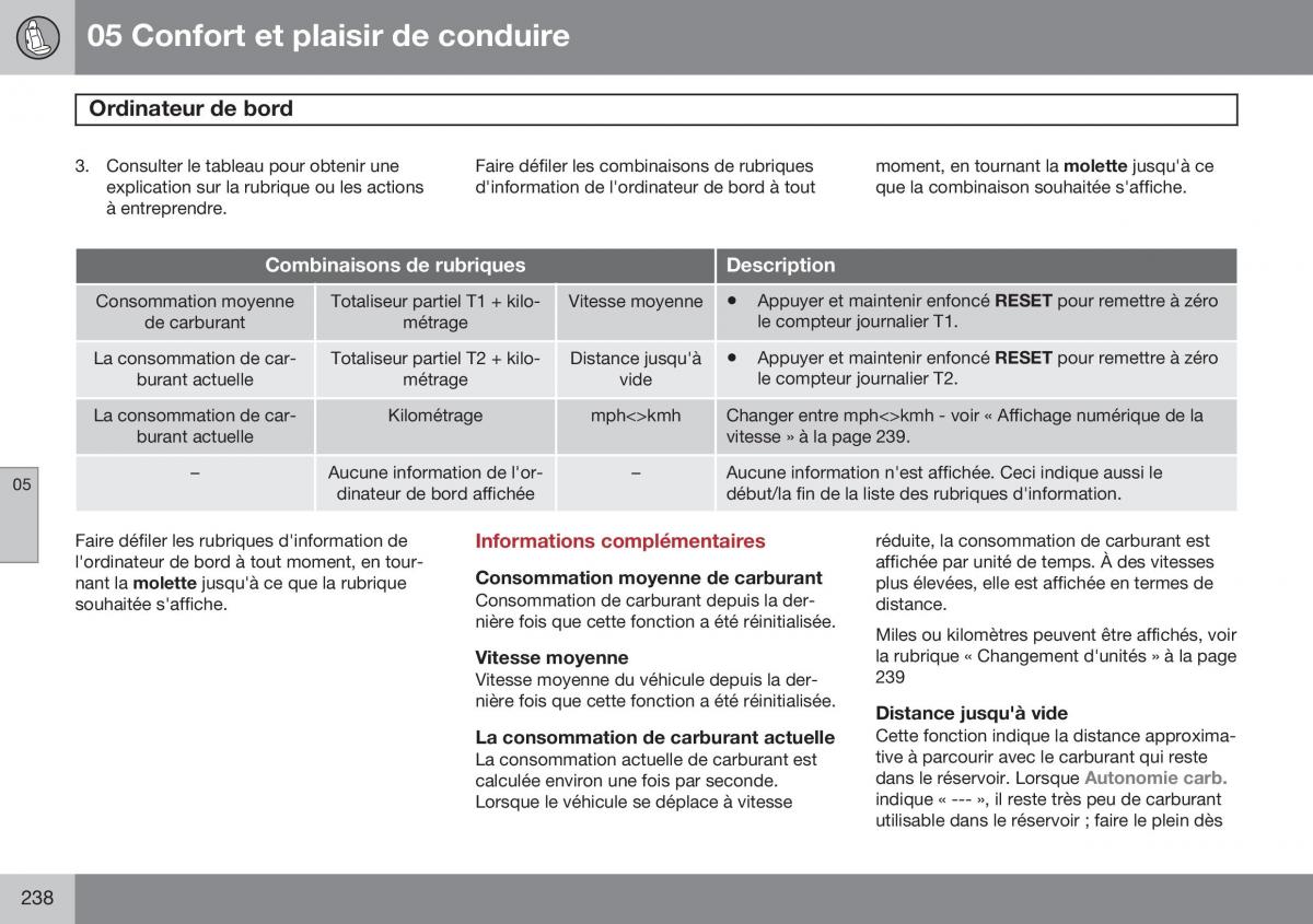 Volvo XC60 I 1 FL manuel du proprietaire / page 240