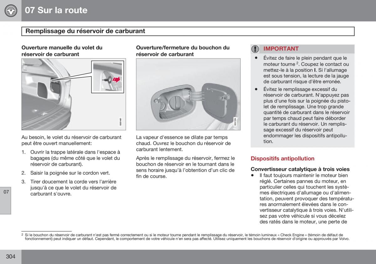 Volvo XC60 I 1 FL manuel du proprietaire / page 306