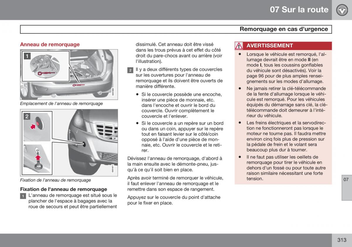 Volvo XC60 I 1 FL manuel du proprietaire / page 315