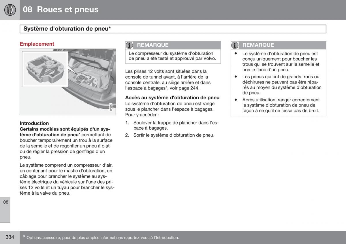 Volvo XC60 I 1 FL manuel du proprietaire / page 336