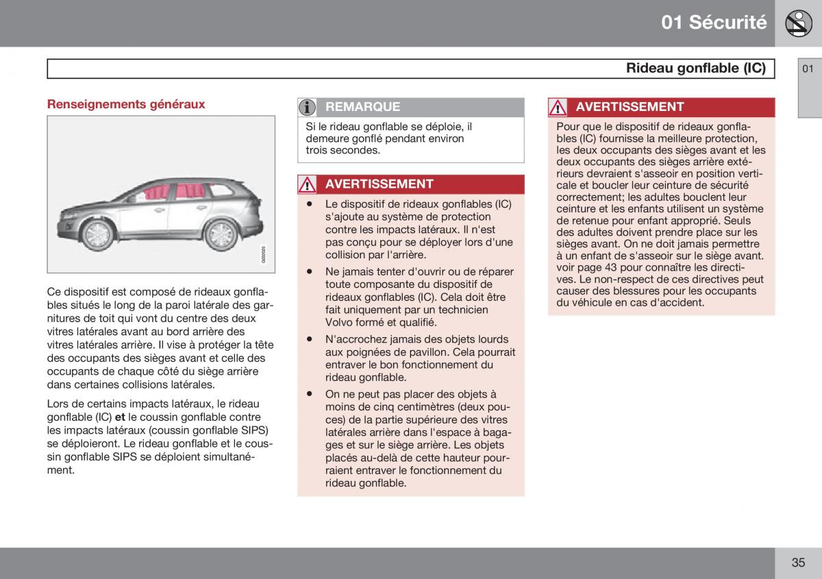 Volvo XC60 I 1 FL manuel du proprietaire / page 37