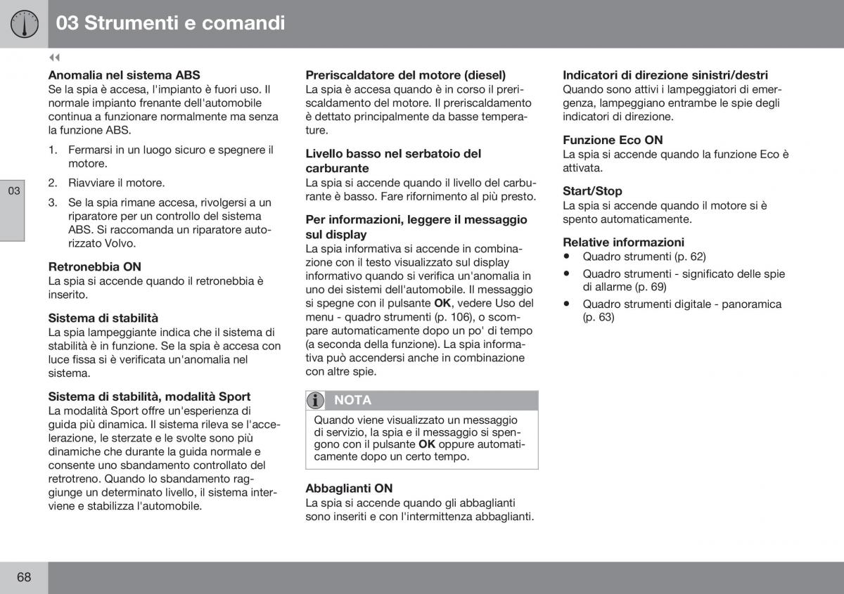 Volvo XC60 I 1 FL manuale del proprietario / page 70