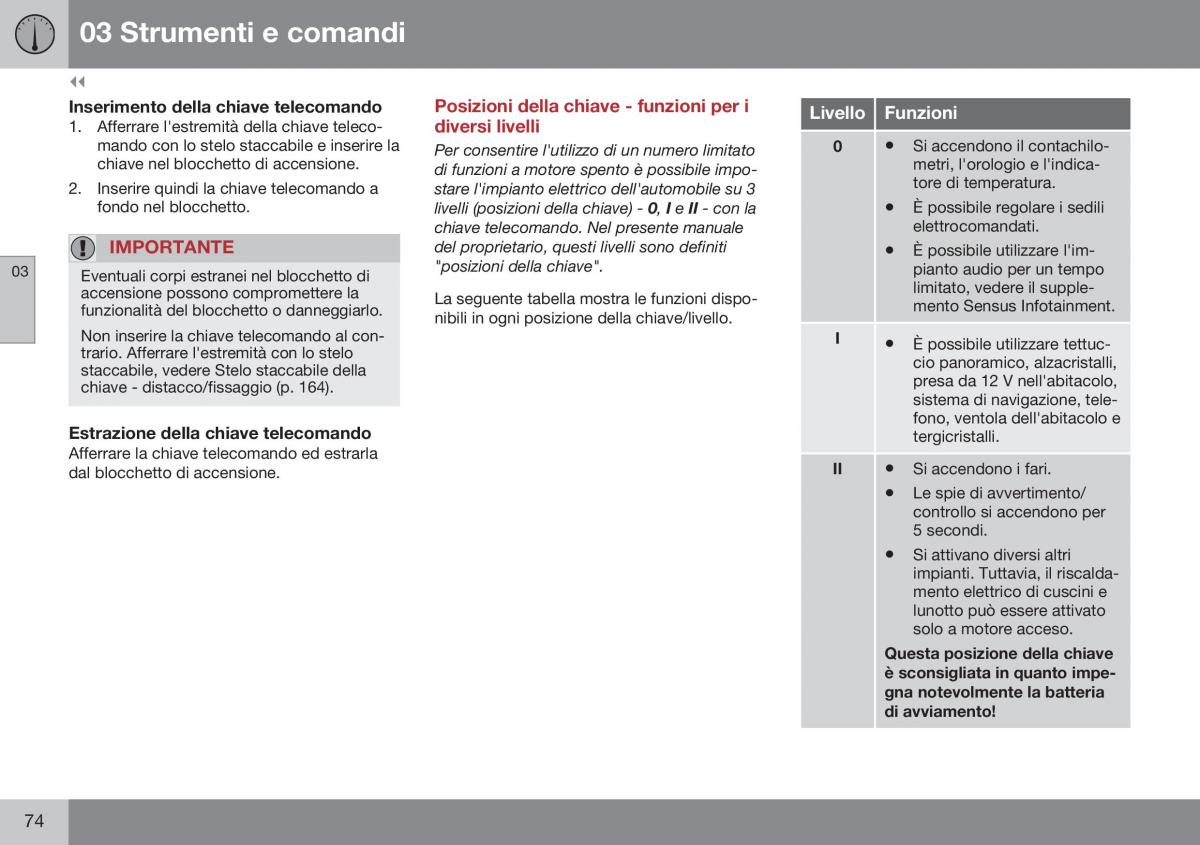 Volvo XC60 I 1 FL manuale del proprietario / page 76