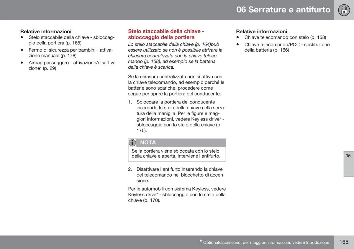 Volvo XC60 I 1 FL manuale del proprietario / page 167