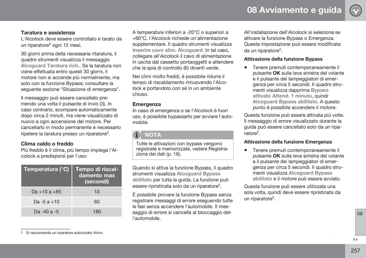 Volvo XC60 I 1 FL manuale del proprietario / page 259