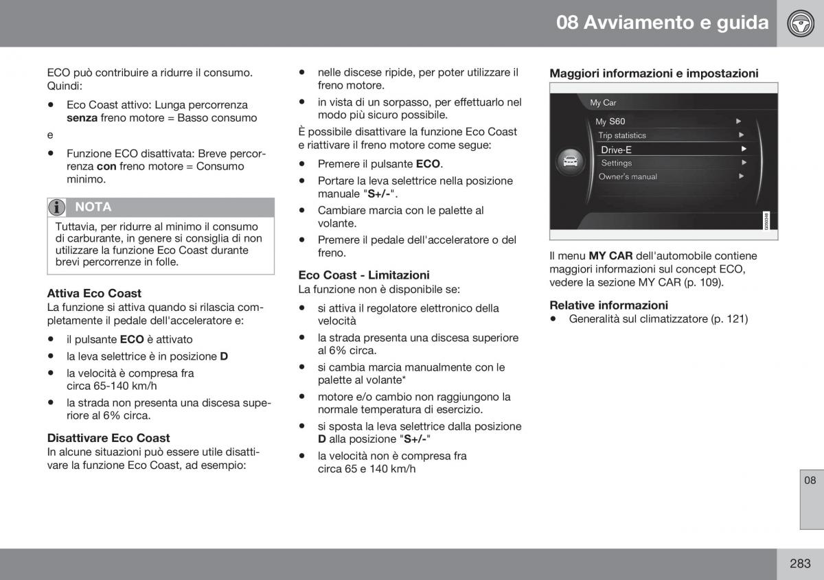 Volvo XC60 I 1 FL manuale del proprietario / page 285