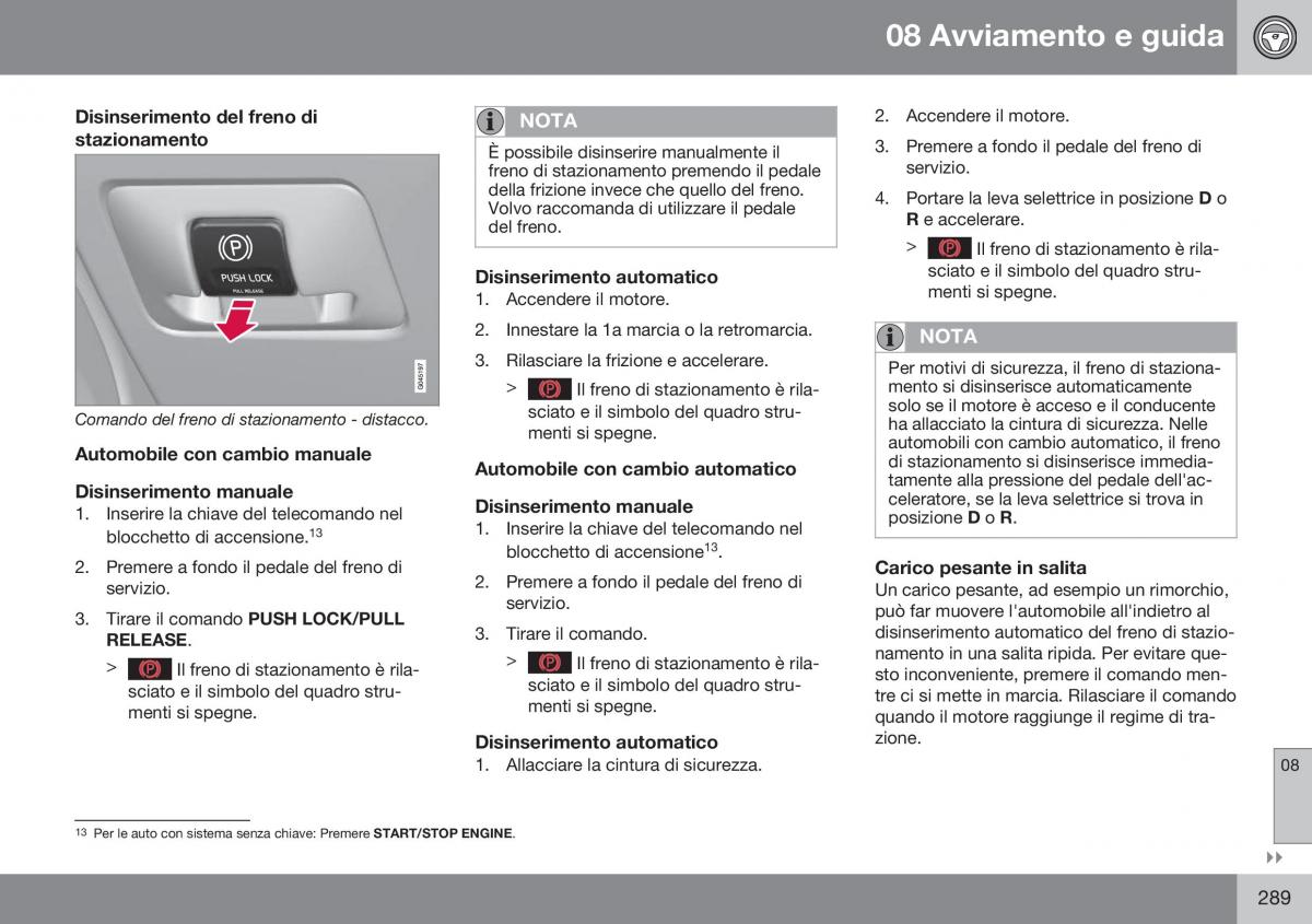 Volvo XC60 I 1 FL manuale del proprietario / page 291