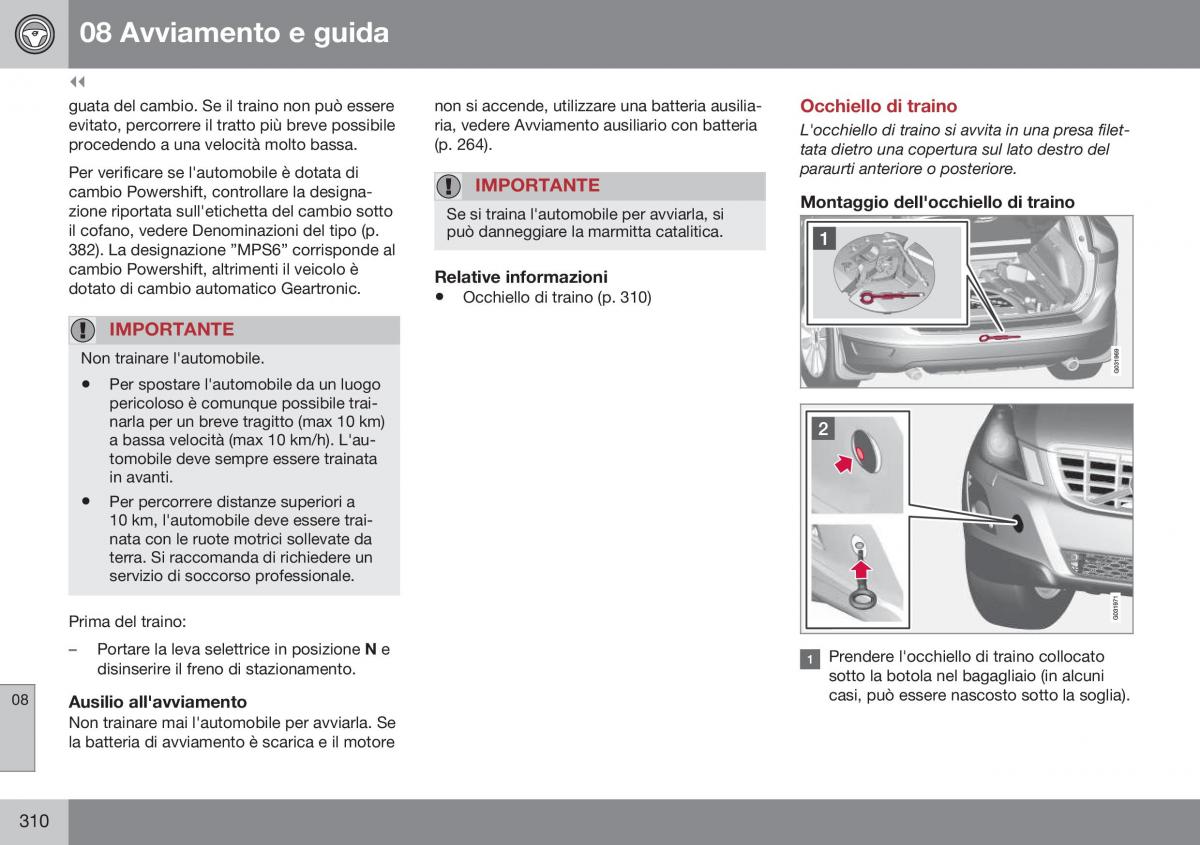 Volvo XC60 I 1 FL manuale del proprietario / page 312