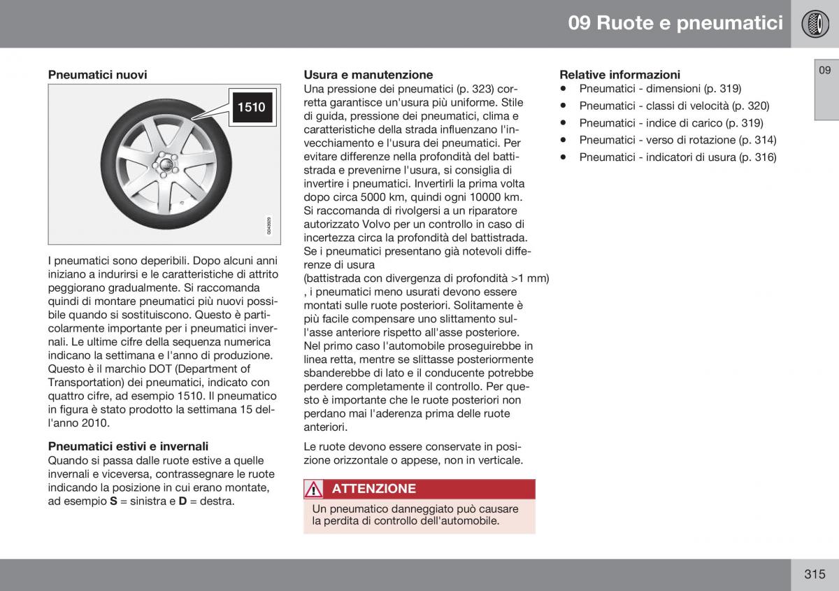 Volvo XC60 I 1 FL manuale del proprietario / page 317